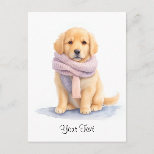 Aquarel Gepersonaliseerde Puppy Hond Goudkleurige  Briefkaart (Voorkant)