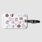 Aquarel Gepersonaliseerde Roze Kerst Bagagelabel (Voorkant (horizontaal))