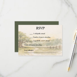 Aquarel Geschilderd Land en Eik RSVP Kaartje