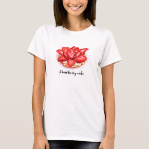 Aquarel geschilderde aardbeien taart decoratie. t-shirt
