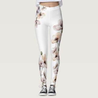 Aquarel geschilderde anemoon bloem leggings