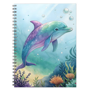 Aquarel geschilderde dolfijn notitieboek