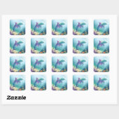 Aquarel geschilderde dolfijn vierkante sticker (Vel)