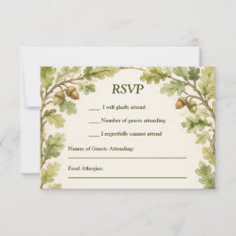 Aquarel geschilderde eik omlijst RSVP kaartje