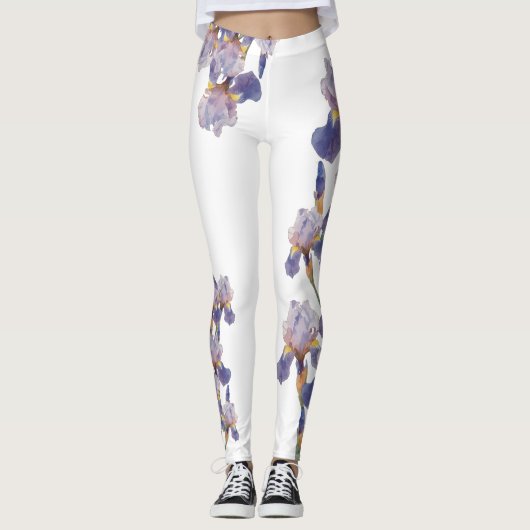 Aquarel geschilderde irisbloem leggings (Voorkant)