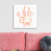 Aquarel Geschilderde Lachende Schurftige Konijn Canvas Afdruk (Insitu (Woonkamer))
