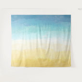 Aquarel geschilderde strand- en oceaanscène wandkleed (Voorkant (horizontaal))