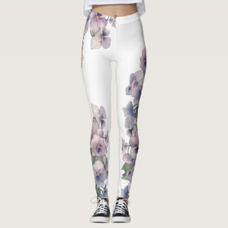 Aquarel geschilderde viooltje bloem leggings
