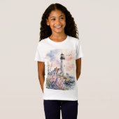 Aquarel geschilderde vuurtoren t-shirt (Voorkant volledig)