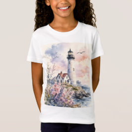 Aquarel geschilderde vuurtoren t-shirt