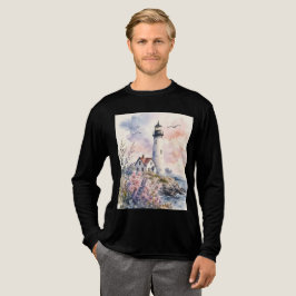 Aquarel geschilderde vuurtoren Tri-Blend shirt