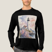 Aquarel geschilderde vuurtoren Tri-Blend shirt (Voorkant volledig)