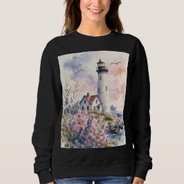 Aquarel geschilderde vuurtoren trui