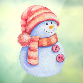 Aquarel geschilderde winter sneeuwman Zakelijk Raamsticker (Vel 3)