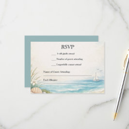 Aquarel Geschilderde Zeezijde Kust RSVP Kaartje