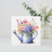 Aquarel Gietkan en Zomerbloemen Kaart (Staand voorkant)