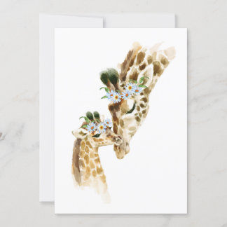 Aquarel Giraffe Mama en Baby Kaart