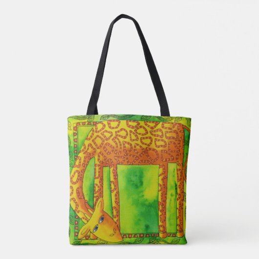 Aquarel Giraffe met patroon Tote Bag (Achterkant)