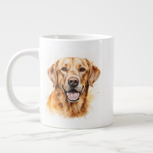 Aquarel Golden Labrador Retriever Hond Grote Koffiekop (Links)