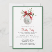 Aquarel Golf Kerstfeest Uitnodiging Initiaal (Voorkant)