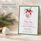 Aquarel Golf Kerstfeest Uitnodiging Initiaal