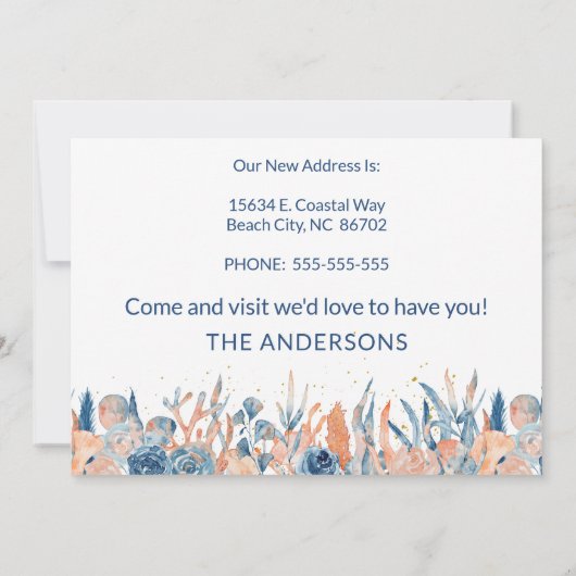 Aquarel Gone Coastal We Zijn Verhuisd Aankondiging (Achterkant)