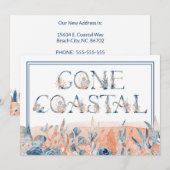 Aquarel Gone Coastal We Zijn Verhuisd Bericht Aankondiging (Voorkant / Achterkant)