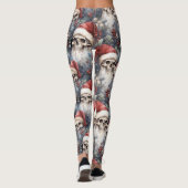 Aquarel Gotische Kerstschedels in Santa Hats Leggings (Achterkant)