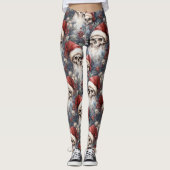 Aquarel Gotische Kerstschedels in Santa Hats Leggings (Voorkant)