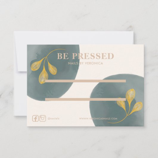 Aquarel Goud Chique Pers Op Nail Display Kaart (Voorkant)