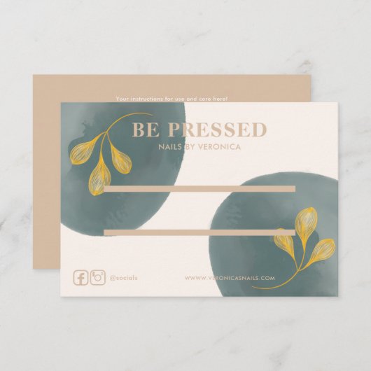 Aquarel Goud Chique Pers Op Nail Display Kaart (Voorkant / Achterkant)