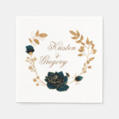 Aquarel Goud En Groene Rozen Monogram Papier Servet (Voorkant)