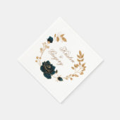 Aquarel Goud En Groene Rozen Monogram Papier Servet (Hoek)