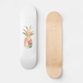 Aquarel Gouden Ananas Skateboard (Voorkant)