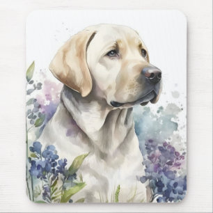 Aquarel Gouden Labrador Retriever en Bloemen Muismat