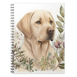 Aquarel Gouden Labrador Retriever en Bloemen Notitieboek