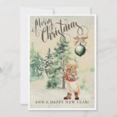 Aquarel Gouden Retriever Hond uit het Verleden Feestdagenkaart (Voorkant)