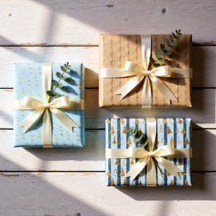 Aquarel gouden winter set van 3 inpakpapier vel