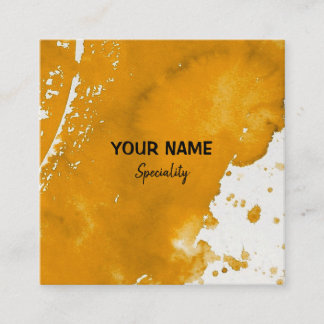 Aquarel goudgeel vierkante visitekaartje