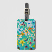 Aquarel grillige blauwe bloemen bagagelabel (Voorkant (verticaal))