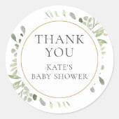 Aquarel groen Baby shower dank u Ronde Sticker (Voorkant)