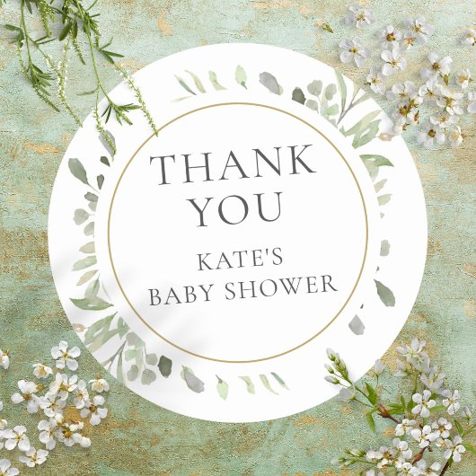 Aquarel groen Baby shower dank u Ronde Sticker