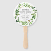 Aquarel groen bruiloft ceremonie programma handwaaier (Achterkant)