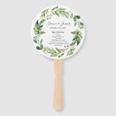 Aquarel groen bruiloft ceremonie programma handwaaier (Voorkant)