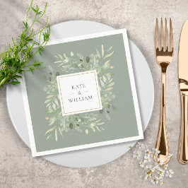 Aquarel groen laat salie groen servet