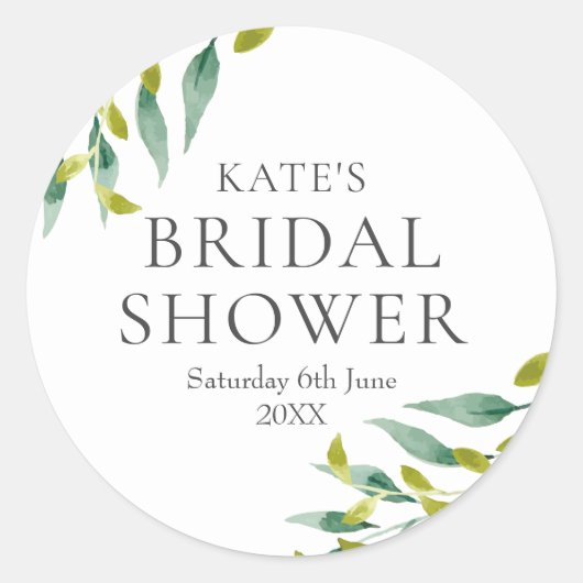 Aquarel groen laat Vrijgezellenfeest gunst Ronde Sticker (Voorkant)