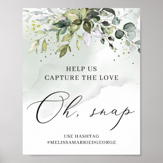 Aquarel groen oh snap capture the love bord poster (Voorkant)