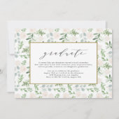 Aquarel Groen Witte Bloemen Afstuderen Kaart (Achterkant)