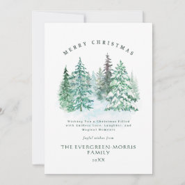 Aquarel groenblijvend bos Vrolijk Kerstfeest  Feestdagenkaart