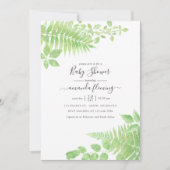 Aquarel Groene Baby Shower Uitnodiging (Voorkant)